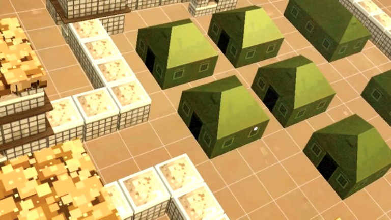 There are building parts, figures and a helicopter that are arranged with the help of Minecraft AR.