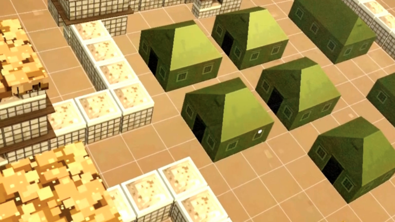 There are building parts, figures and a helicopter that are arranged with the help of Minecraft AR.